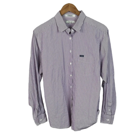 BF695 Mens Faconnable Designer Striped Button Down Shirt XL - Picture 1 of 4